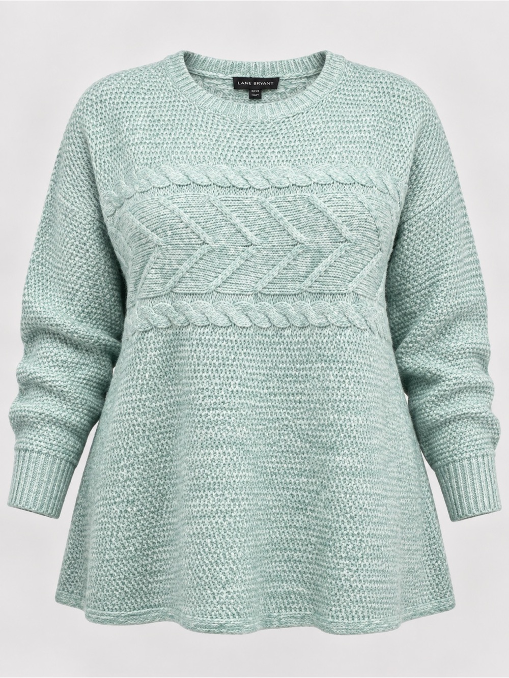 Lane Bryant Plus Size 22/24 Seafoam Green Cable Knit Sweater Tunic